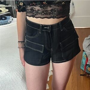 Black denim bershka cargo shorts